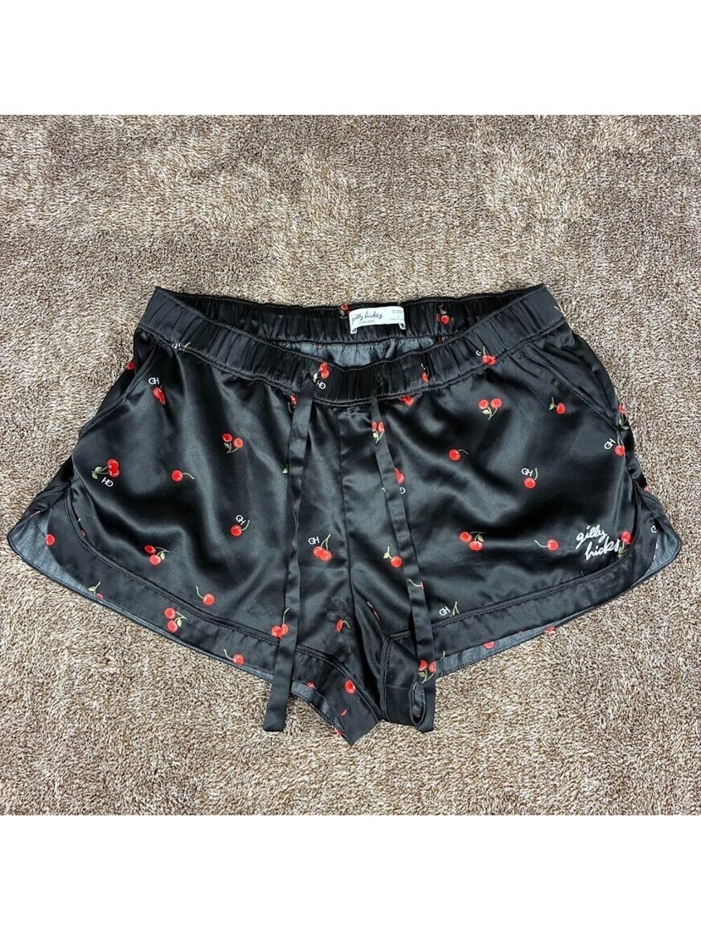 Hollister Gilly Hicks Womens Black Satin Pajama Bottoms Size L